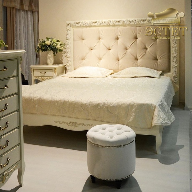 кровать мягкое изголовье спальня romantic gold романтик гол массив прованс артдеко ардеко неокласси