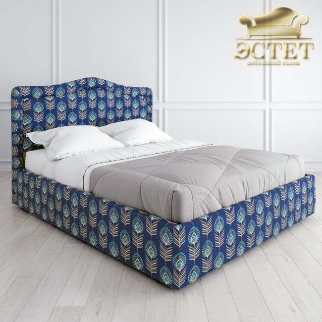 синяя с перьями мягкая кровать в стиле артдеко ардеко к-01 kreind belestet.ru