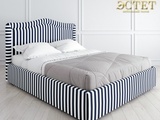 синяя в полоску мягкая кровать в стиле артдеко ардеко к-01 kreind belestet.ru