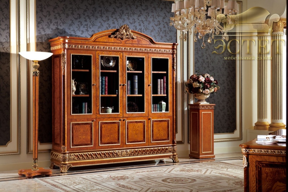 мебель для кабинета шкаф книжный эксклзивная мебель монарх массив шинуа эстет belestet.ru