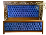 мягкая интерьерная кровать синяя ткань эксклюзивная спальня монарх китай monarch шиинуа эстет belest