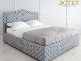 синяя с узором мягкая кровать в стиле лофт с подъемным механизмом kreind belestet.ru