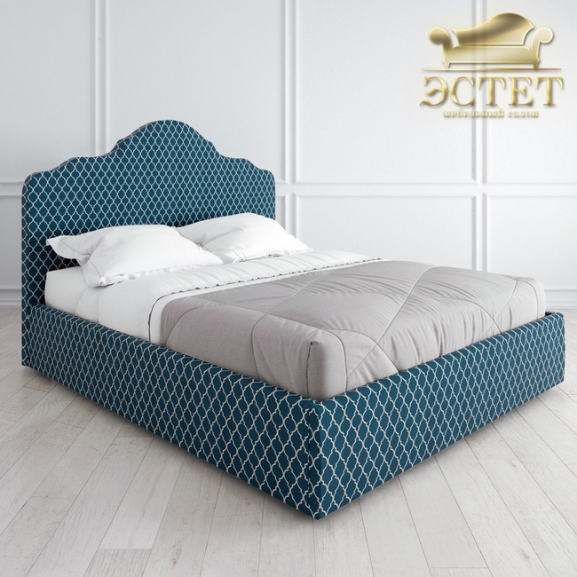 синяя дизайнерская мягкая кровать к04 с подъемны механизмом артдеко ардеко kreind  belestet.ru