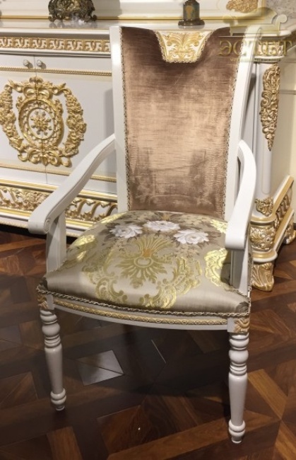 стул с подлокотниками столовая белая эксклюзвная мебель монарх массив шинуа эстет belestet.ru