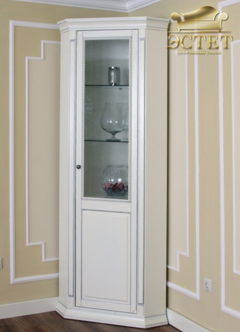 белая гостиная с патиной александрия шкаф угловой для посуды витрина belestet.ru