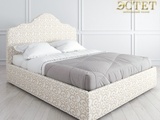 светлая с узорами дизайнерская мягкая кровать к04 с подъемным механизмом артдеко ардеко kreind  bele