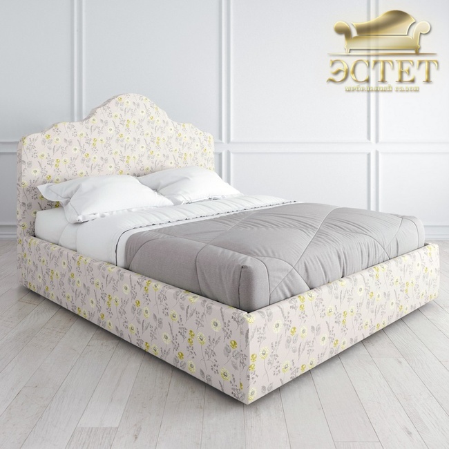светлая с цветами прованс дизайнерская мякая кровать к04 с подъемным механизмом артдеко ардеко krei