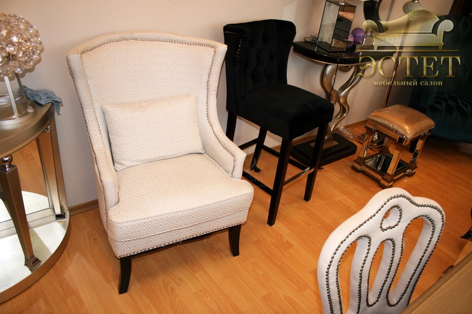 кресло с ушками английское кресло дизайнерское бежевое кресло элитная мебель гарда декор эстет beles
