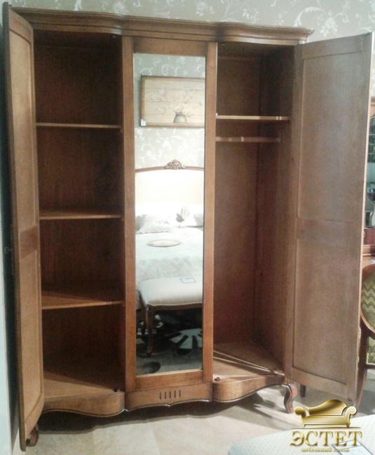 деревянный трехдверный шкаф береза французская мебель спальня кантри прованс provence country шинуа 