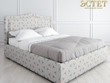 серая мягкая кровать в стиле лофт с подъемным механизмом kreind belestet.ru