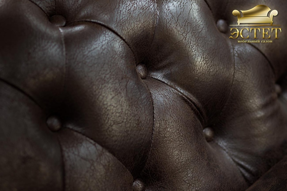 каретная стяжка капитоне пикировка трехместный кожаный диван честер натуральная кожа гарда декор эст