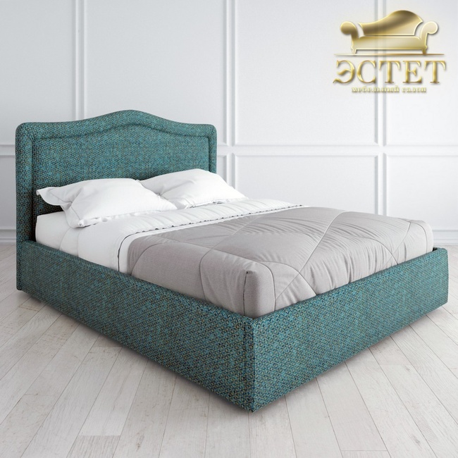 интерьерная кровать голубая дизайнерская мягкая кровать к-01 английский стиль kreind belestet.ru