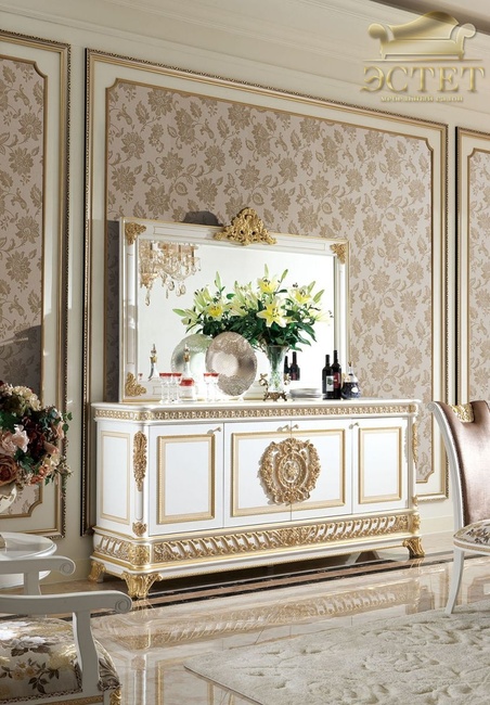 буфет с зеркалом гостина монарх империя эксклюзивная мебель шинуа массив эстет belestet.ru