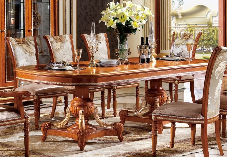 большой обеденный стол 2,5 м эксклюзивная мебель столовая монарх орех массив натуральное дерево шину