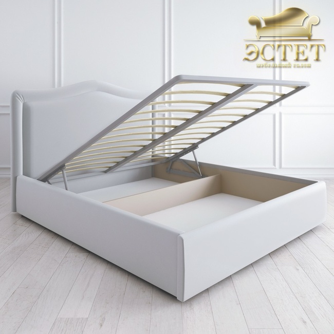 элитная мебель белая мягкая кровать в стиле лофт с подъемным механизмом kreind belestet.ru