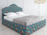 синяя с цветами ван гог дизайнерская мягкая кровать к04 артдеко ардеко kreind  belestet.ru